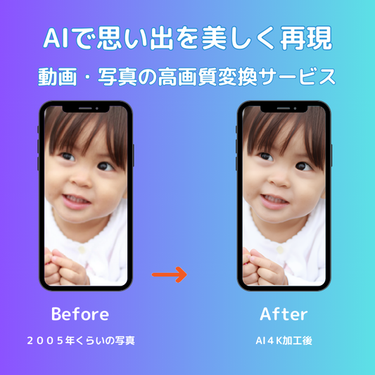 古い思い出動画や画像を高画質に！AIでより美しく再現し、子孫（みらい）に残そう。